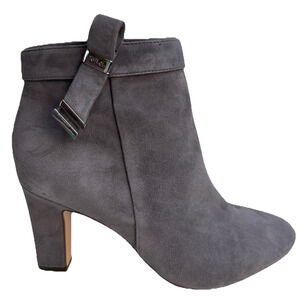 Lauren By Ralph Lauren Brin Gray Suede Ankle Boots Heels Size 8 B NWB‎